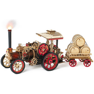 Steam Engine, Tractor Locomotive Model 3D Wooden Puzzle for Kids
