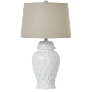 Ginger Jar Lamp With Linen Shade Elegant Home Accent