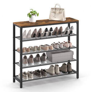 Bronze VASAGLE Industrial 4-Tier Shoe Rack with Mesh Shelves and Surface shot 11612884