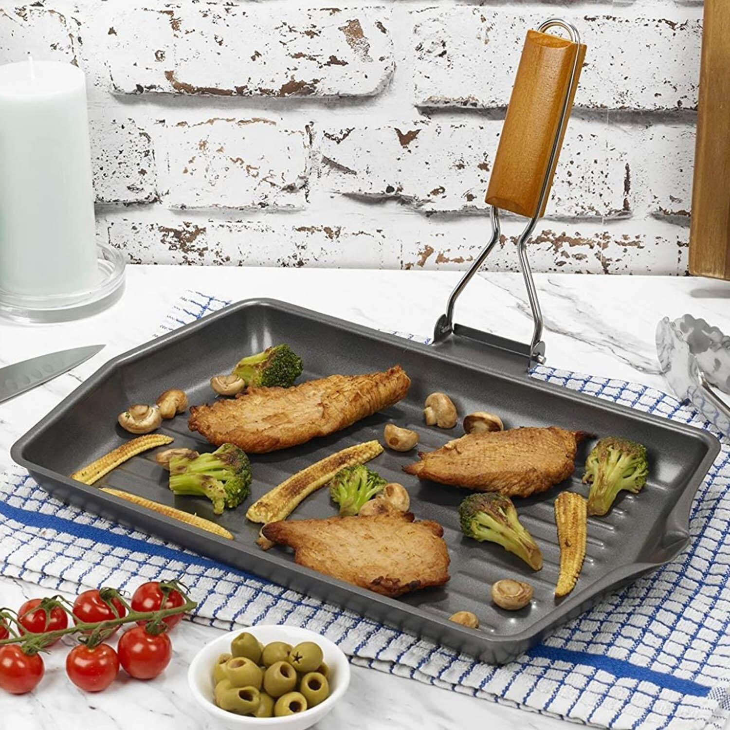 Homiu Folding Griddle Pan For Stoves and Grills - Grey