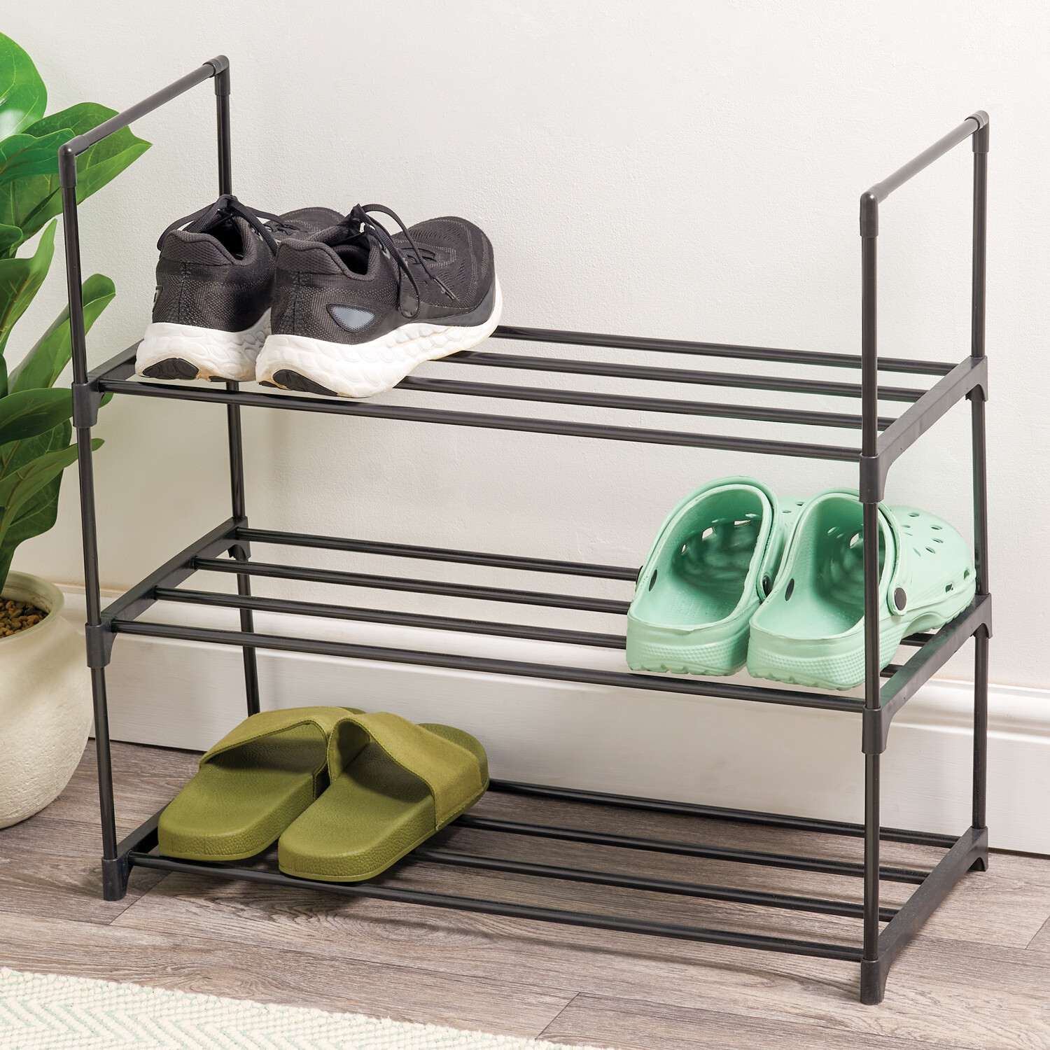 My Home 3 Tier Shoe Rack - Black