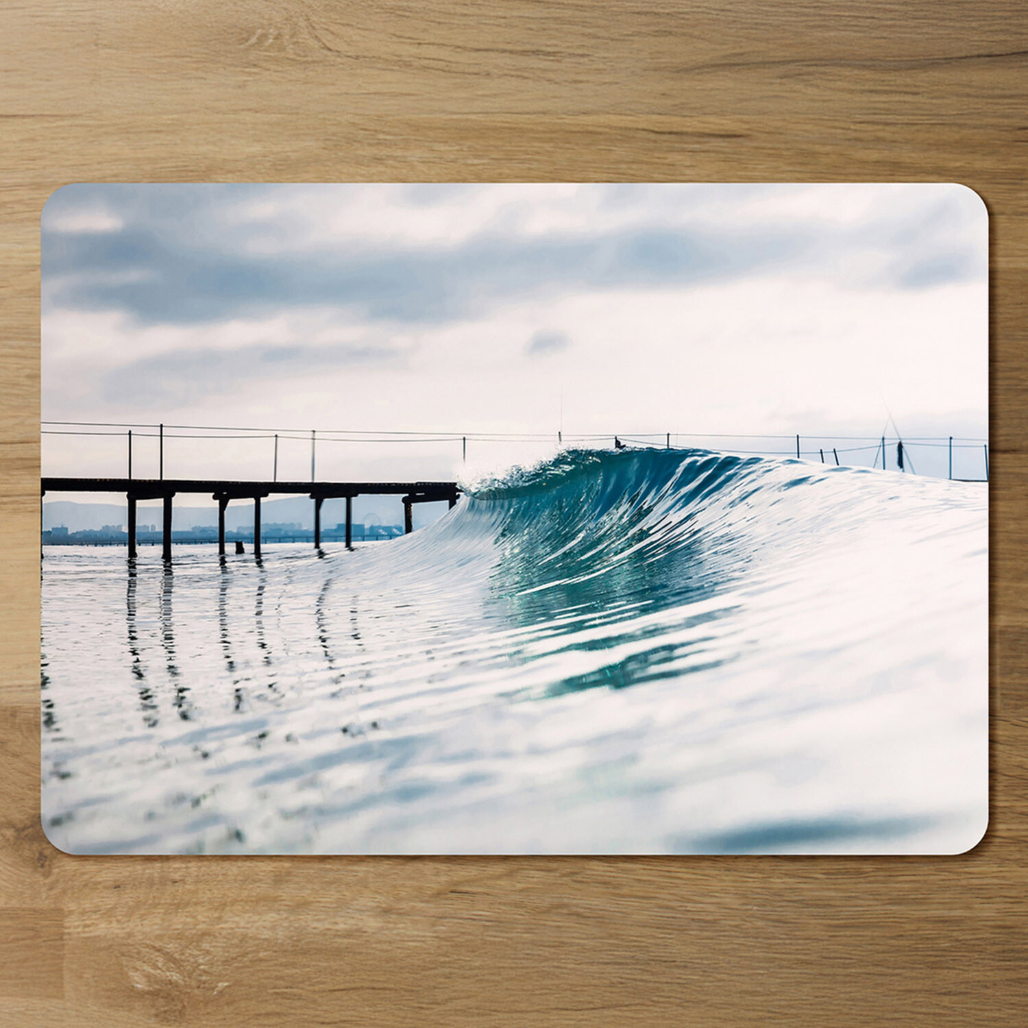 Ocean ideal wave in ocean. Breaking blue waves Designer Placemat Set - Blue