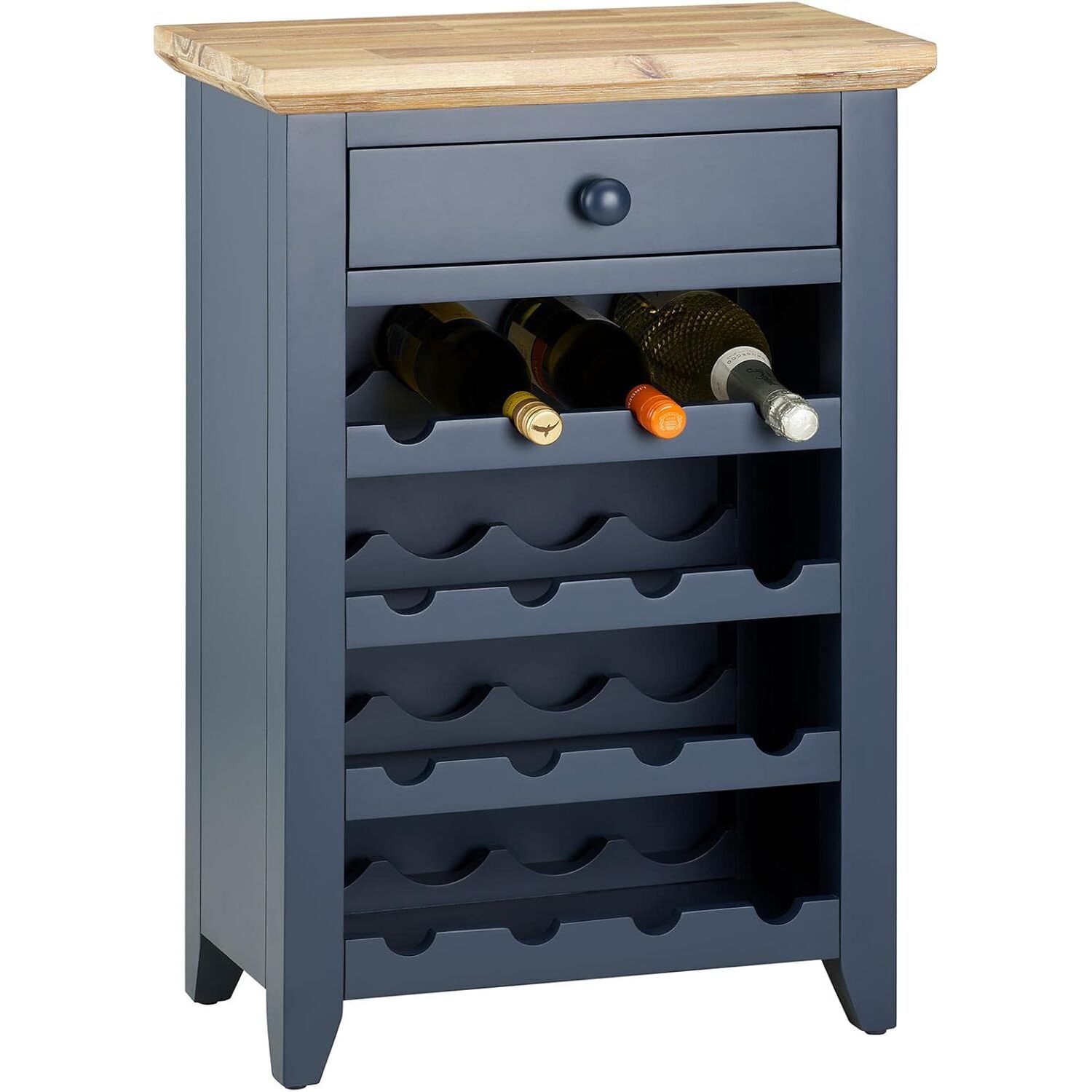 Florence Wine Rack With Drawer - Navy Blue