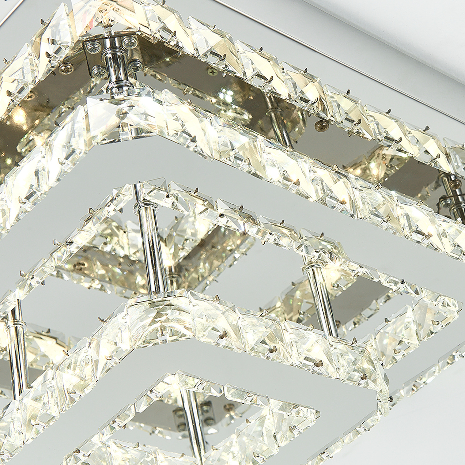 Luxurious Crystal Led Ceiling Light In Square Design - Chrome 4 20kg