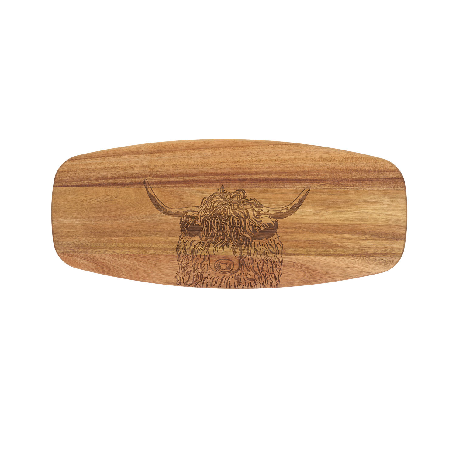 Highland Cow Acacia Serving Board - Brown