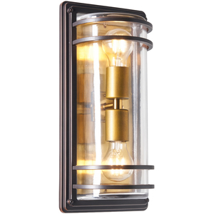 Rico Large Outdoor Wall Light with Brass Accents
