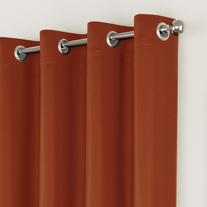 Pair of Supersoft Orange Plain Thermal Eyelet Curtains