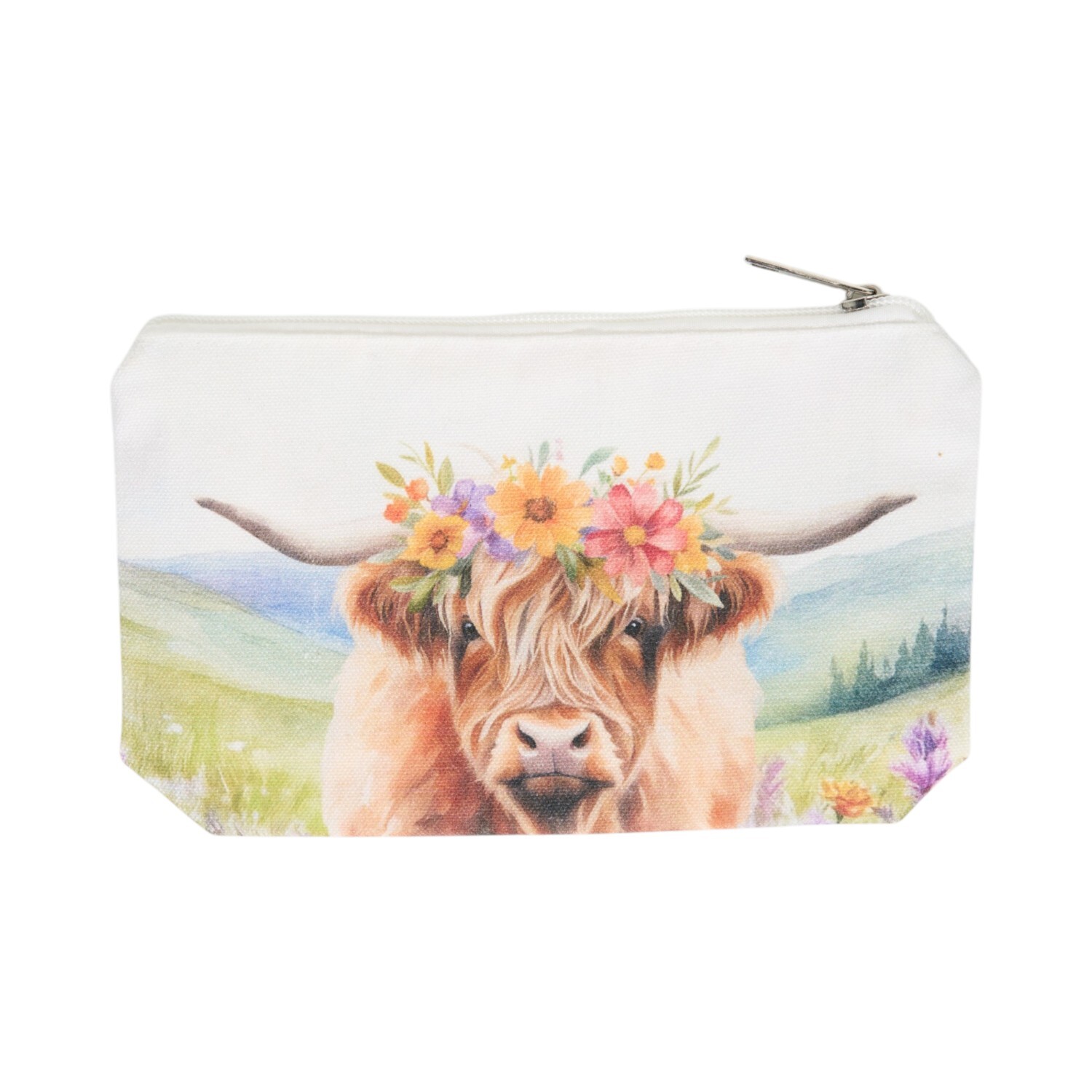 Floral Highland Cow Pencil Case