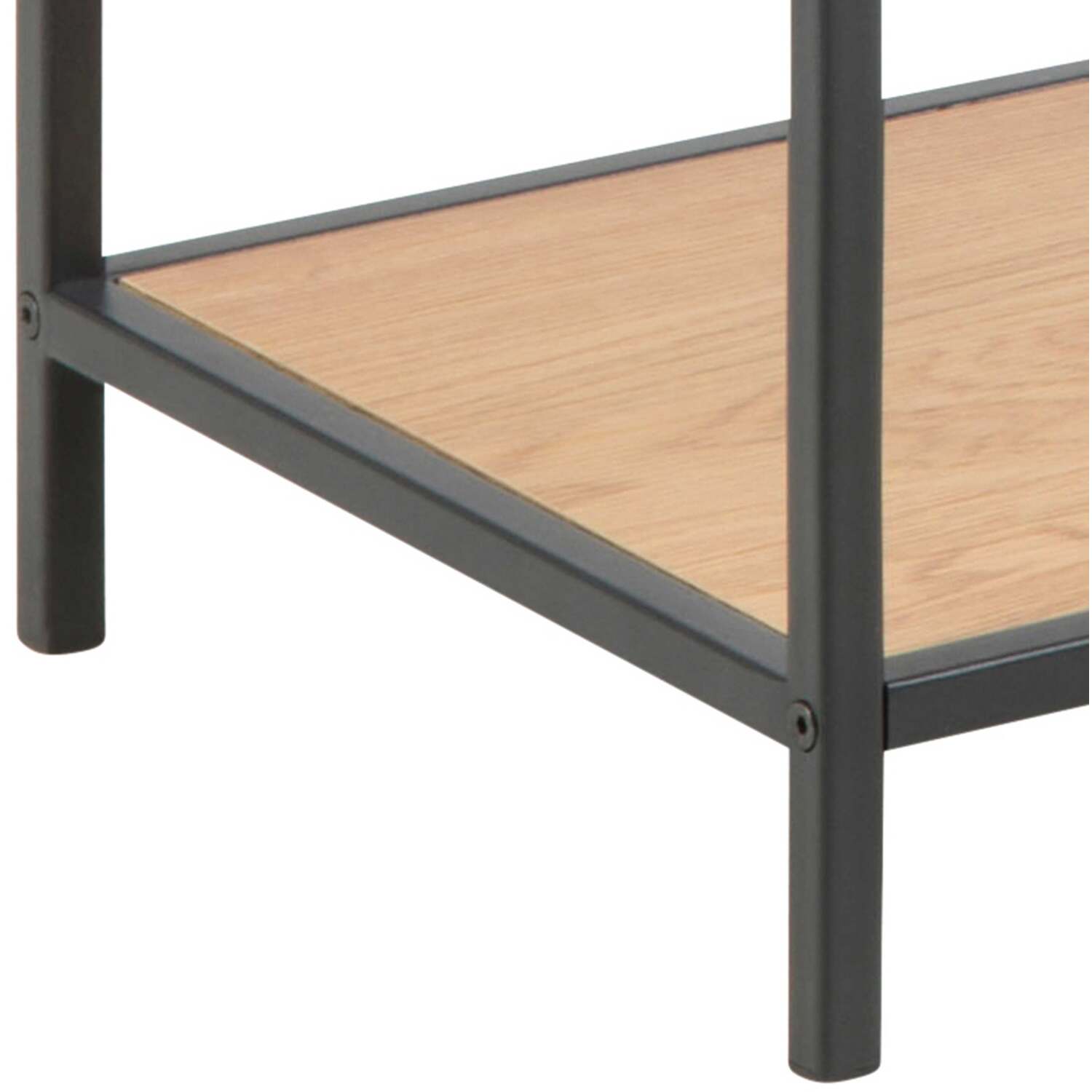 El Paso Console Table, Matte Black Metal Frame with 2 Wild Oak Shelves - Natural