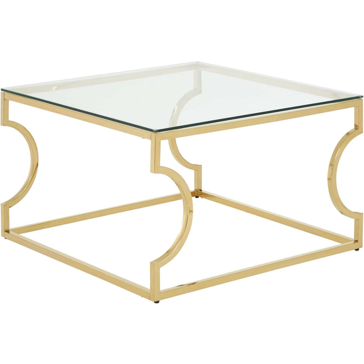 Allure Tempered Glass Curved Frame Coffee Table - Gold