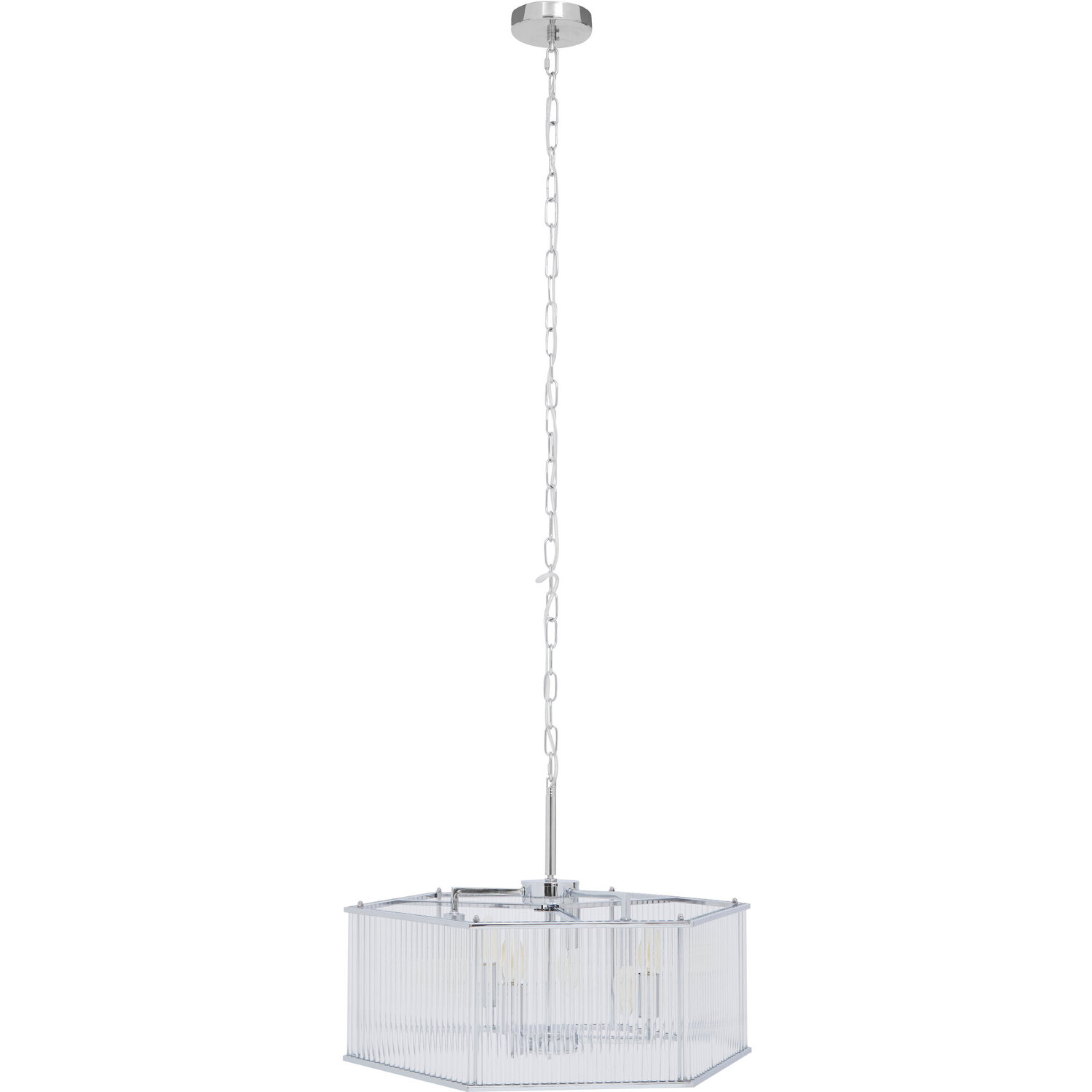 Lerici 6 Light Hexagonal Chrome Pendant Light - Silver