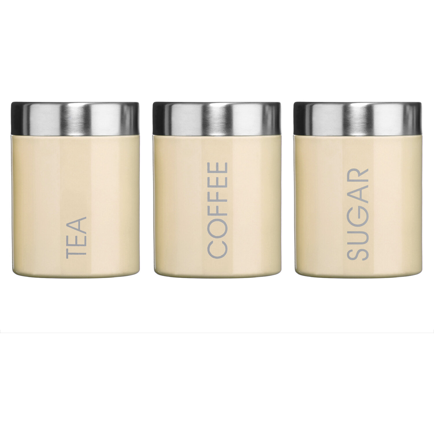 Liberty Set of 3 Cream Enamel Tea Coffee and Sugar Canisters - Cream