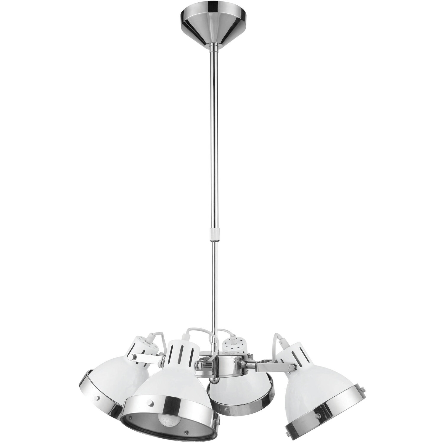 Jasper White Shade and Chrome 4 Light Pendant Light - White