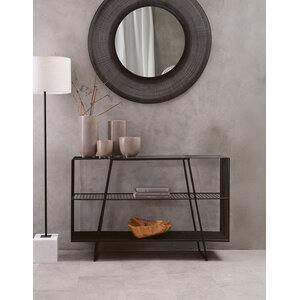 Trento Console Table With Grey Glass Top