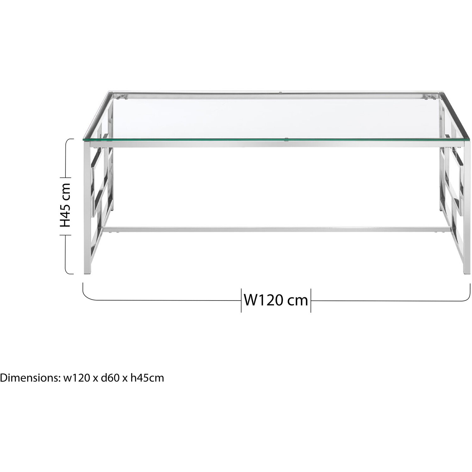 Allure Clear Glass Silver Base Coffee Table - Silver