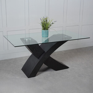 Valencia X Shape Glass Dining Table
