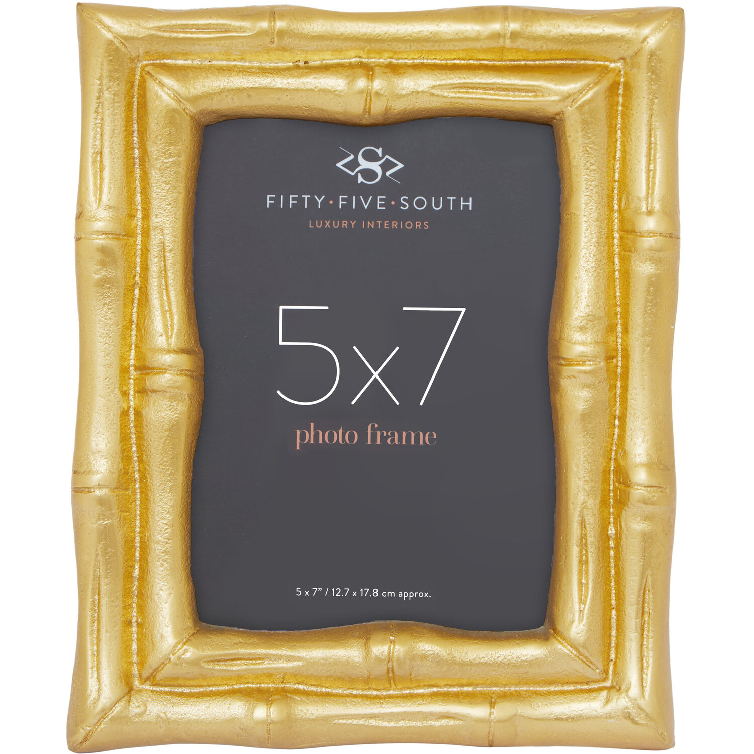 Hiba Gold Finish Bamboo Effect Photo Frame 5x7in - Gold