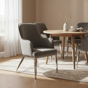Eliza Grey Velvet Dining Chair with Silver Finish Legs