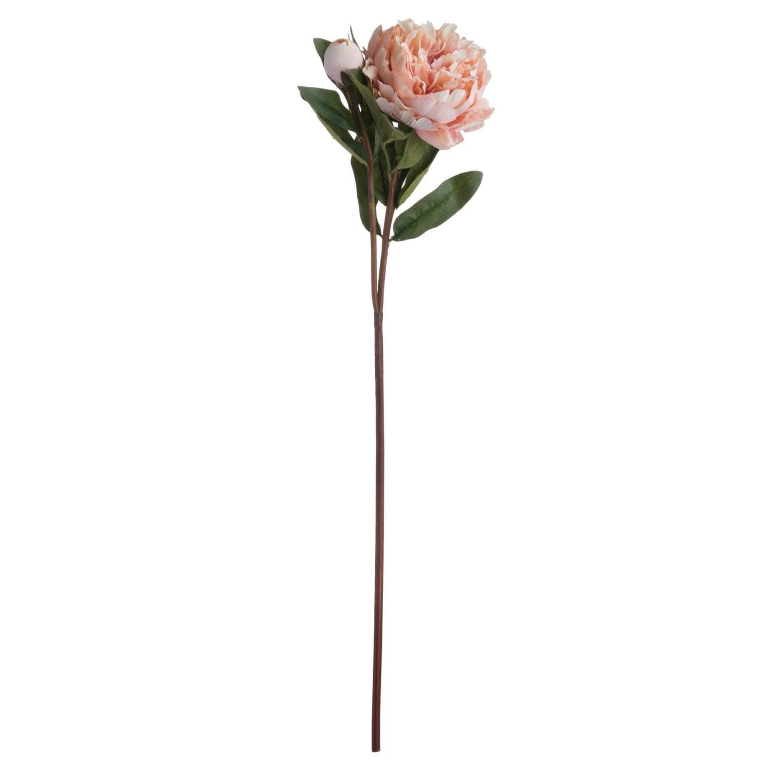 Set of 3 Peach Peony Artificial Flower Stems - Orange