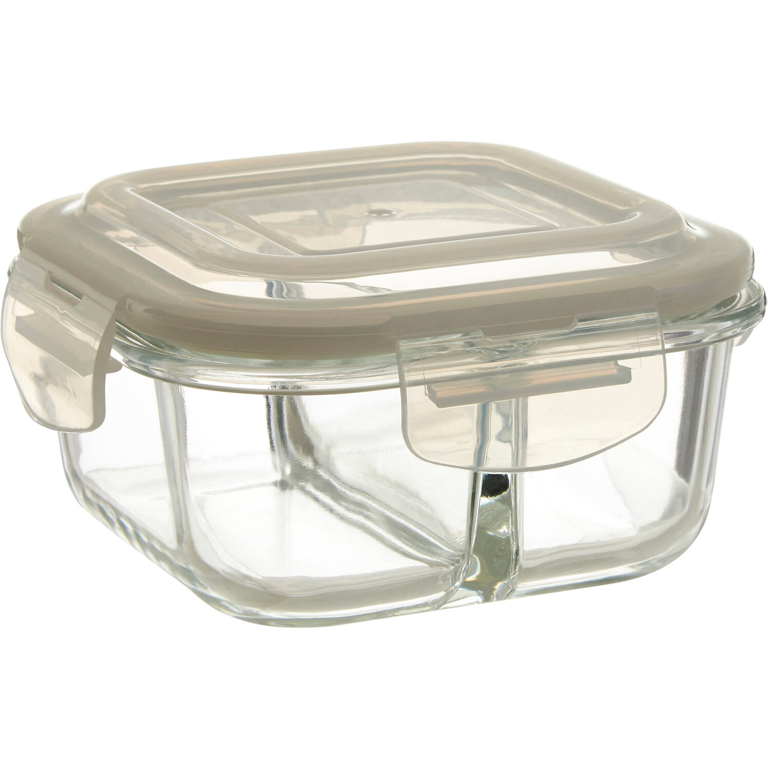 Freska 2 Section Square Glass Container With Lid 520 ml - Transparent