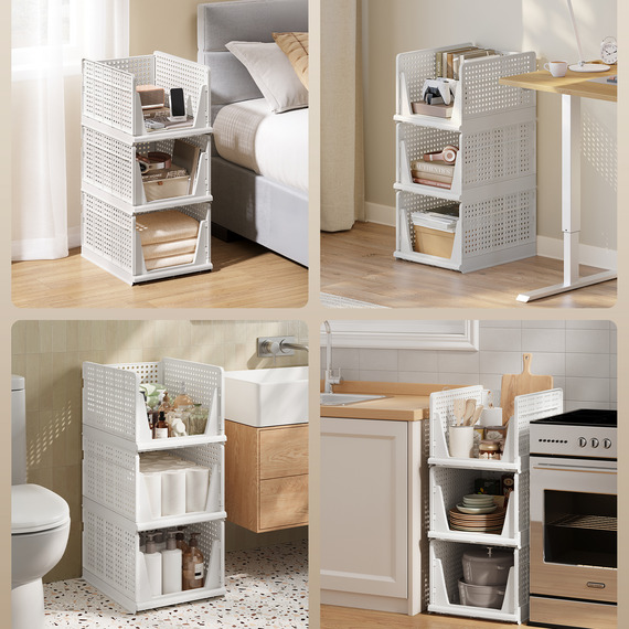 SONGMICS Closet Organiser, Foldable Storage Baskets Set of 4