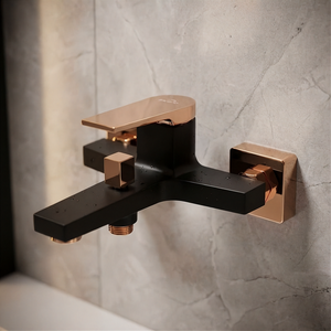 Black/Rose Gold Brass Bathroom Bath Faucet Mixer Wall Mounted Bathtub Tap