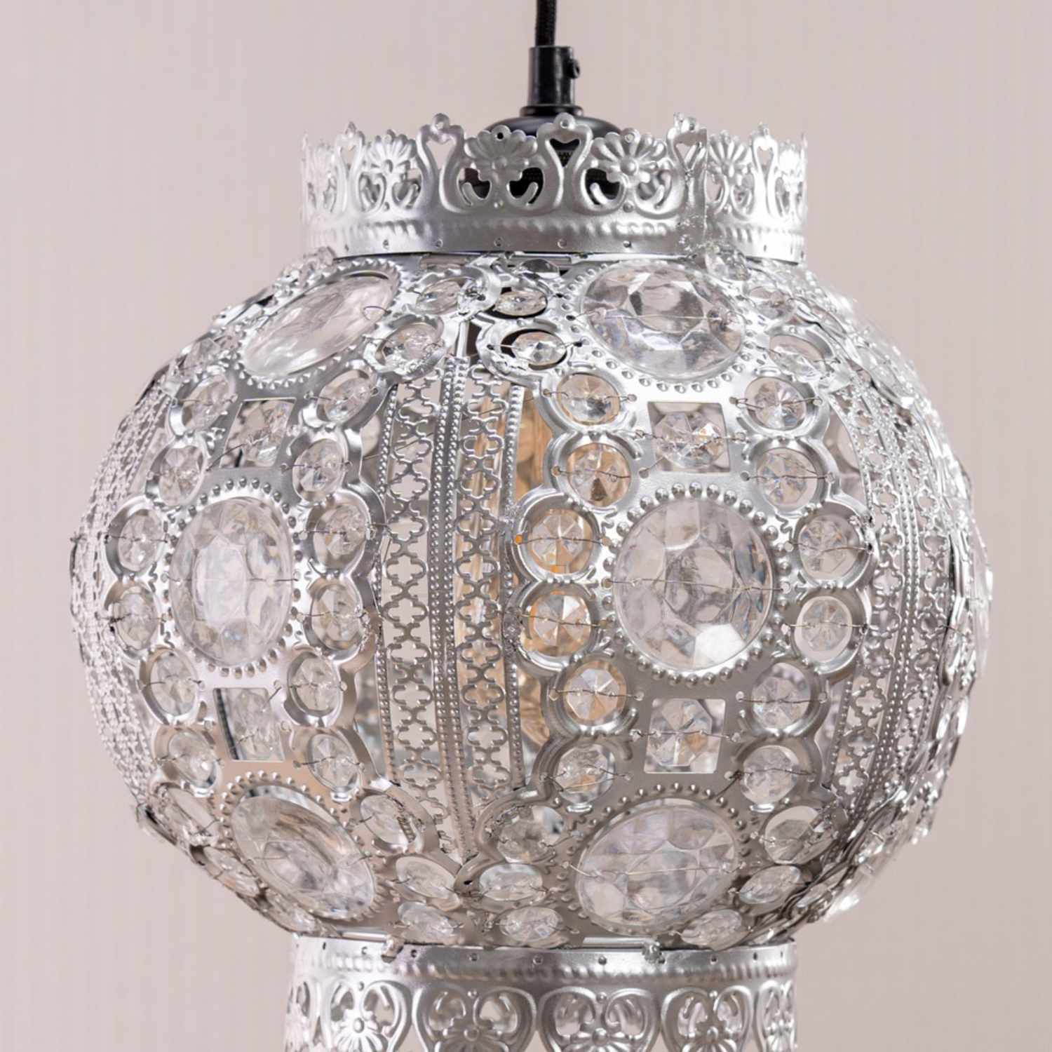 Valuelights Bazaar Moroccan Jewelled Ceiling Lamp Shade - Silver / 0.75Kg