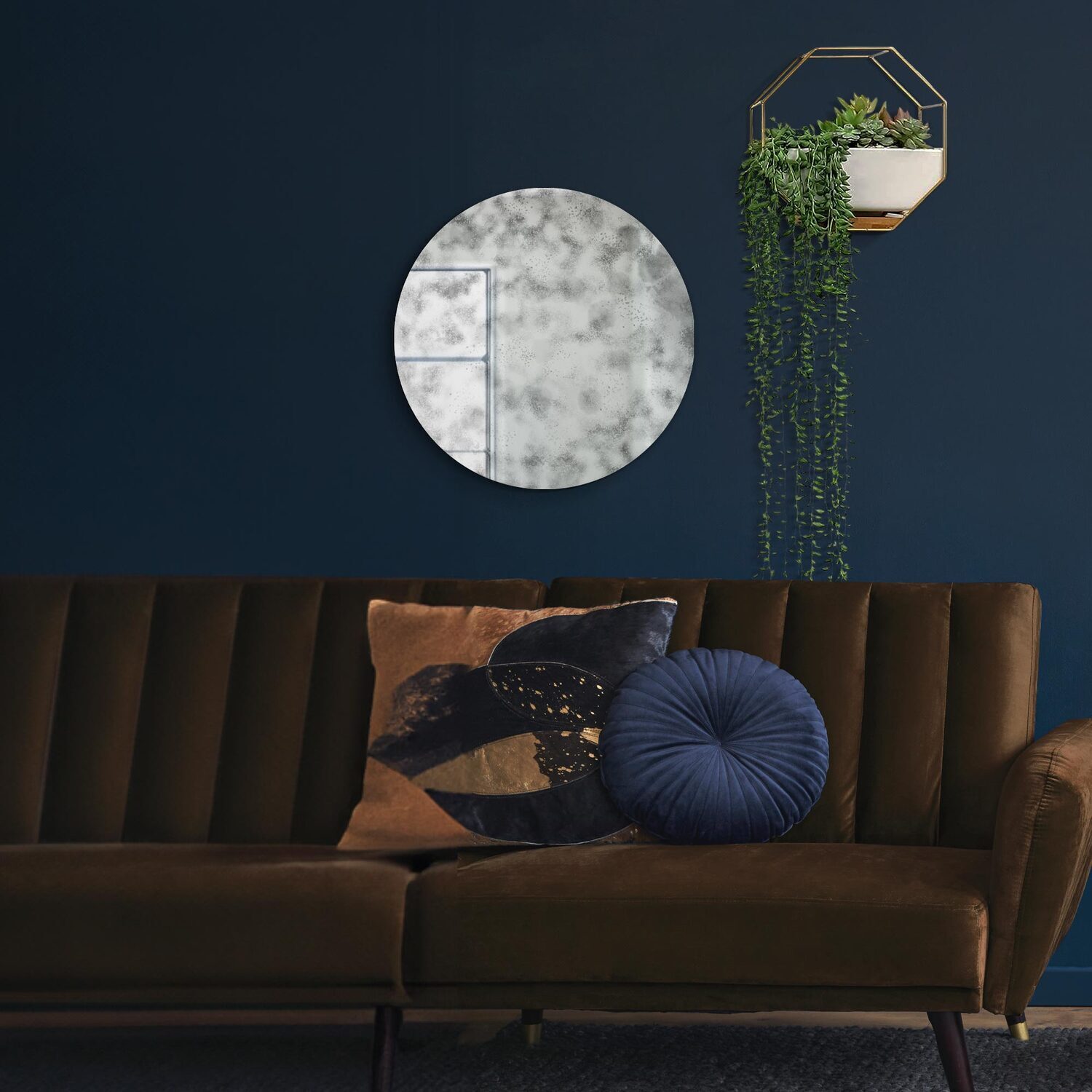 Image of Vetus Round Circular Antiqued Wall Mirror&hellip;