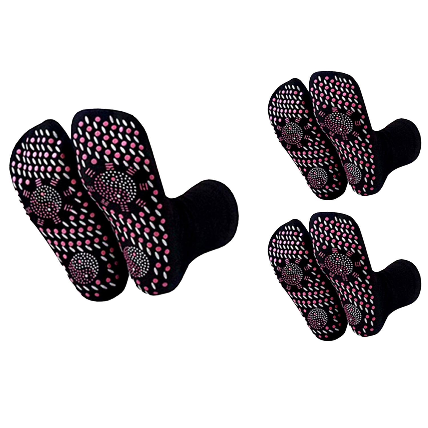 Self-Heating Therapy Massage Socks - Black / 3