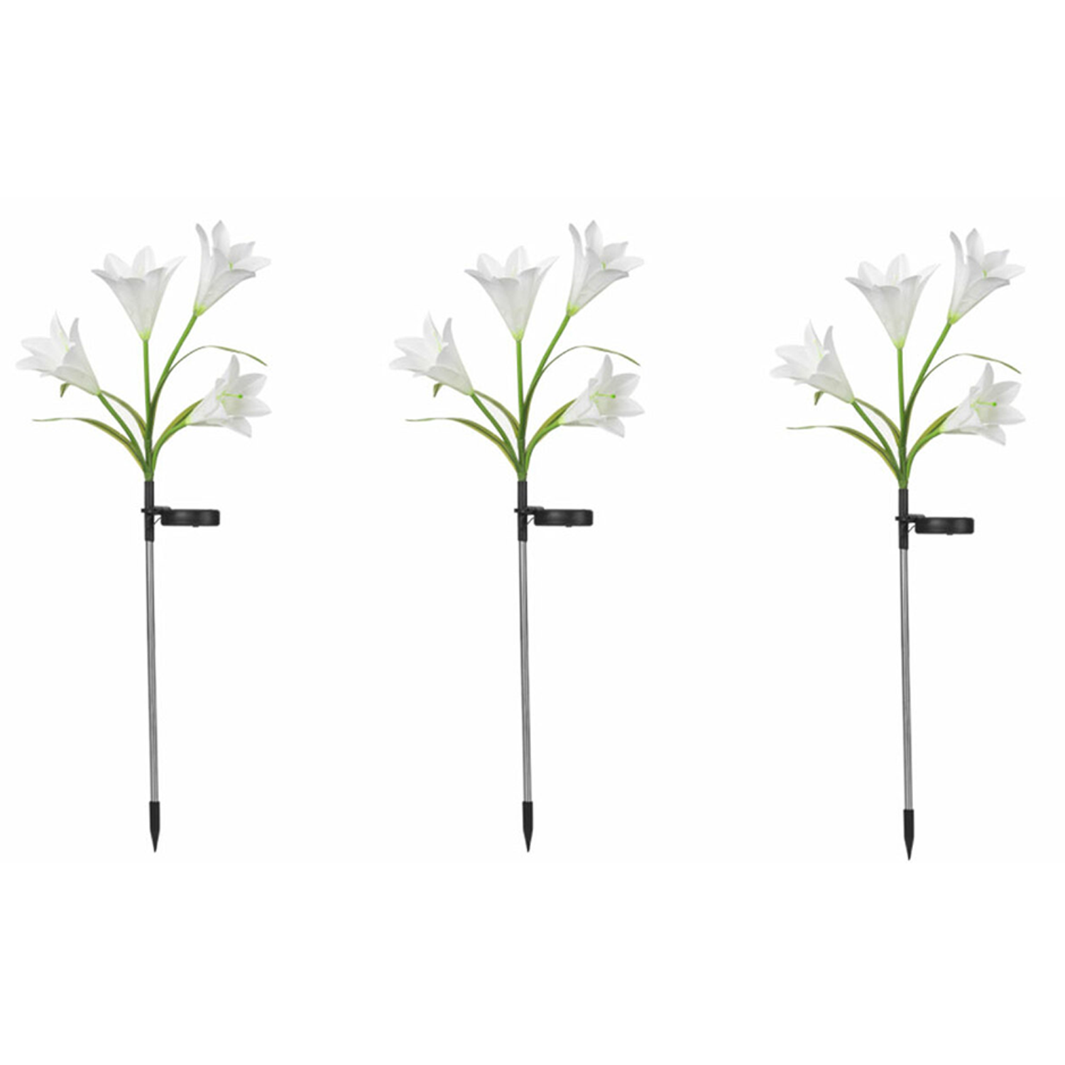 Set of 3 Lily Solar Lanterns - White