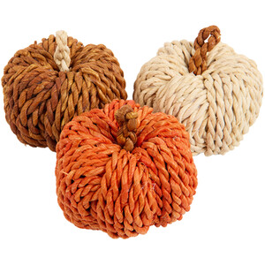 Pack of 3 Autumnal Woven Pumpkins