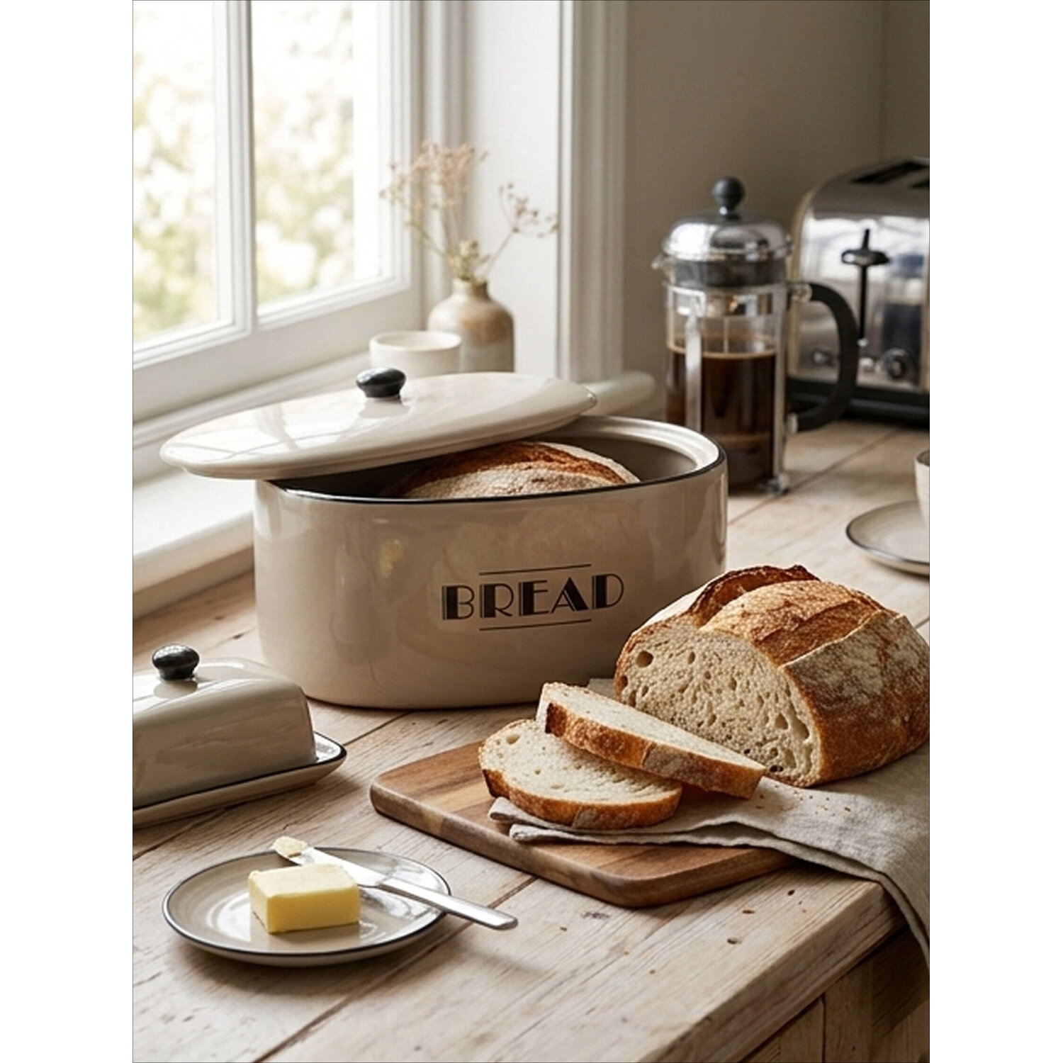 Maison By Premier Broadway Bread Bin - Black, Cream