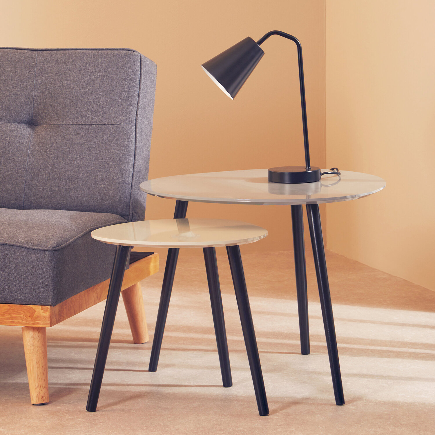 Nostra Set Of 2 Triangular Nesting Tables - Grey