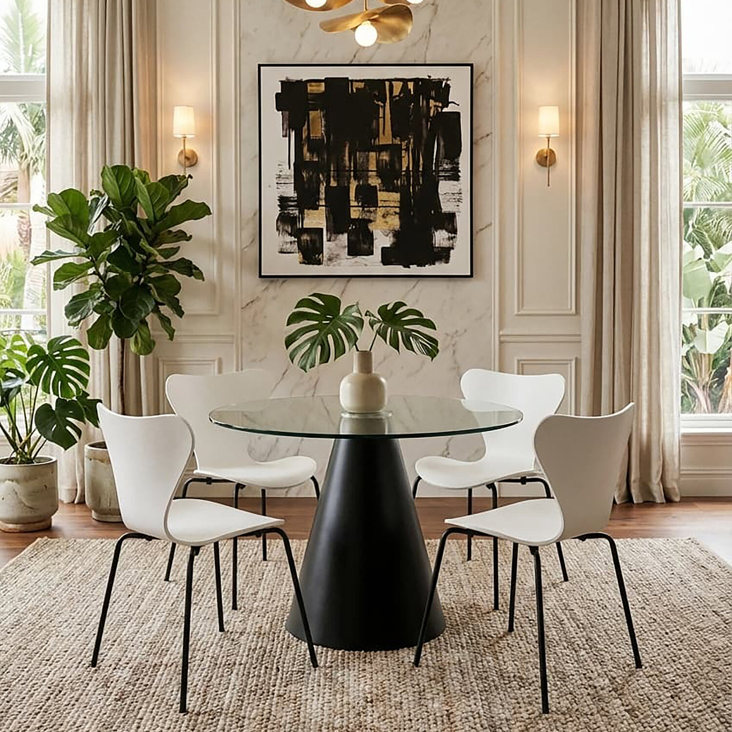 Laila White Seat And Black Legs Dining Chair - Black