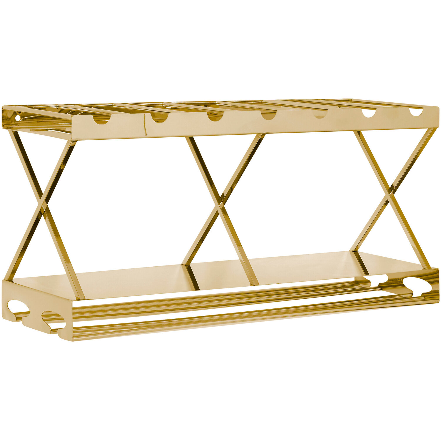Novo 2 Tier 7 Bottle Gold Finish Wine Rack - Gold