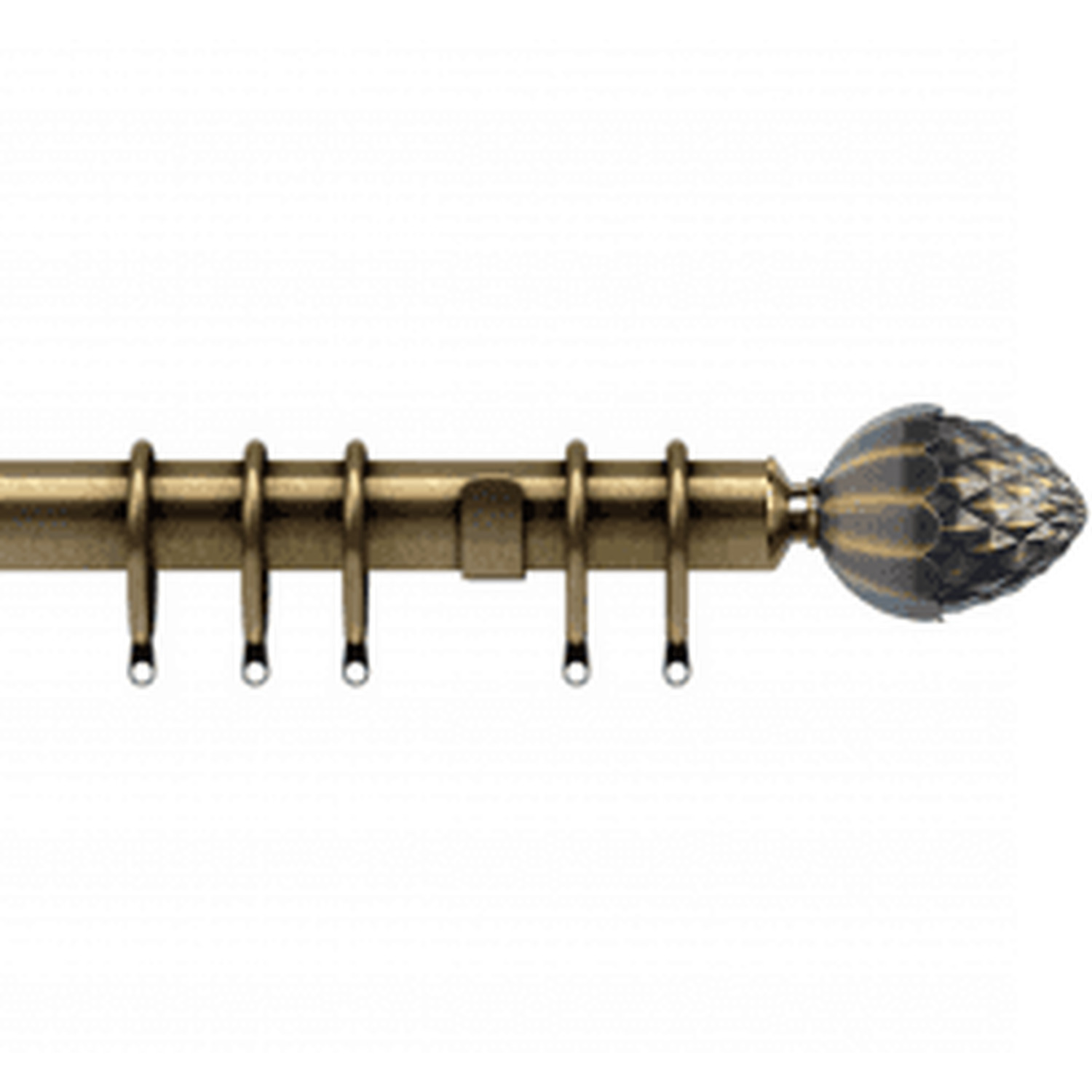 35mm Fixed Length Metal Curtain Pole Set Antique Brass Acorn Finial - Antique Brass / 60cm