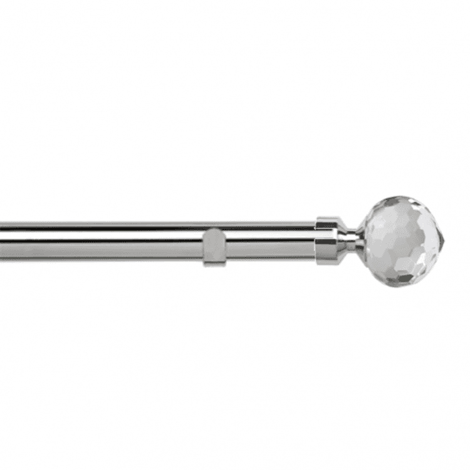28mm Fixed Length Metal Eyelet Curtain Pole Set - Bella Finial - Chrome / 70cm