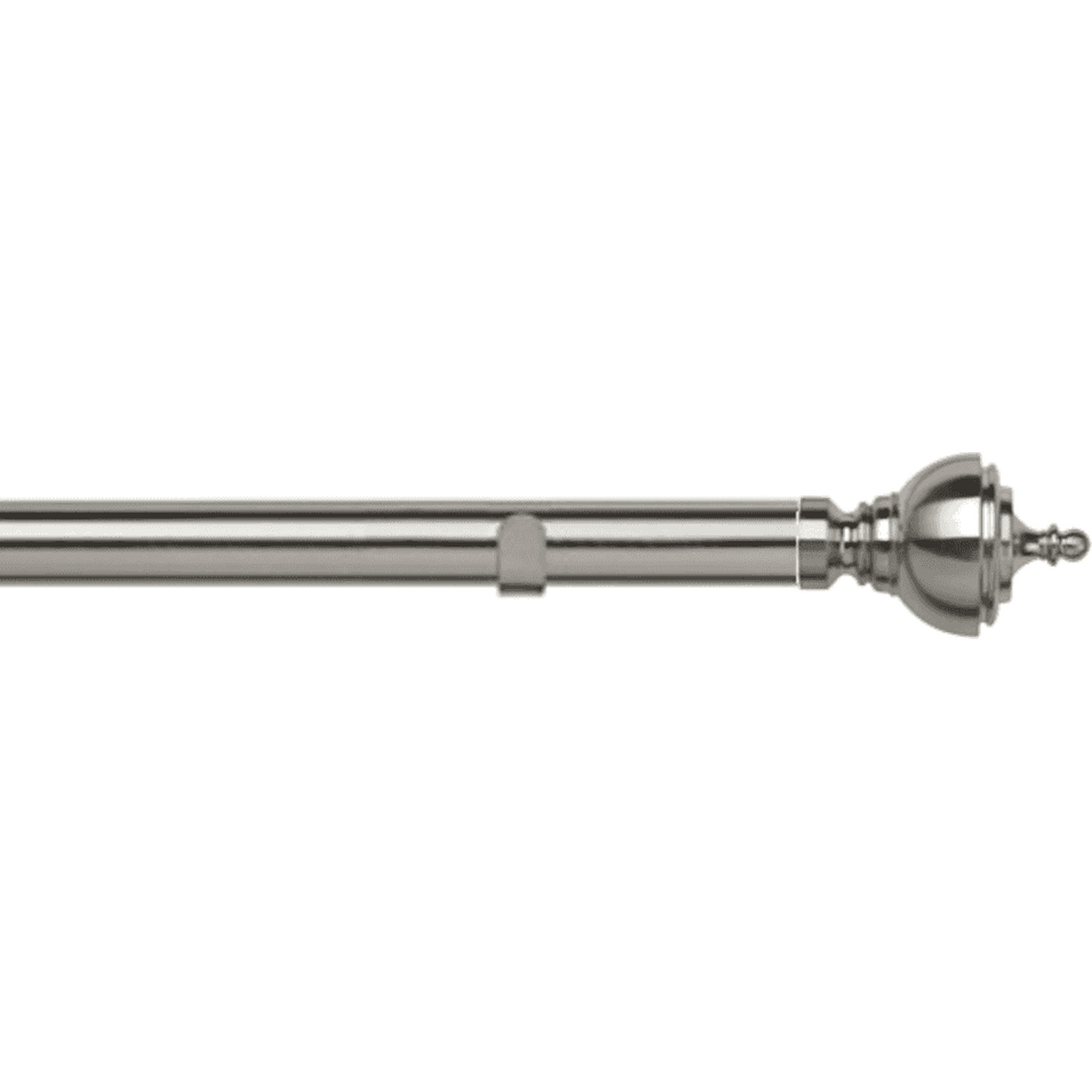 28mm Fixed Length Metal Eyelet Curtain Pole Set - Vienna Finial - Satin Silver / 370cm
