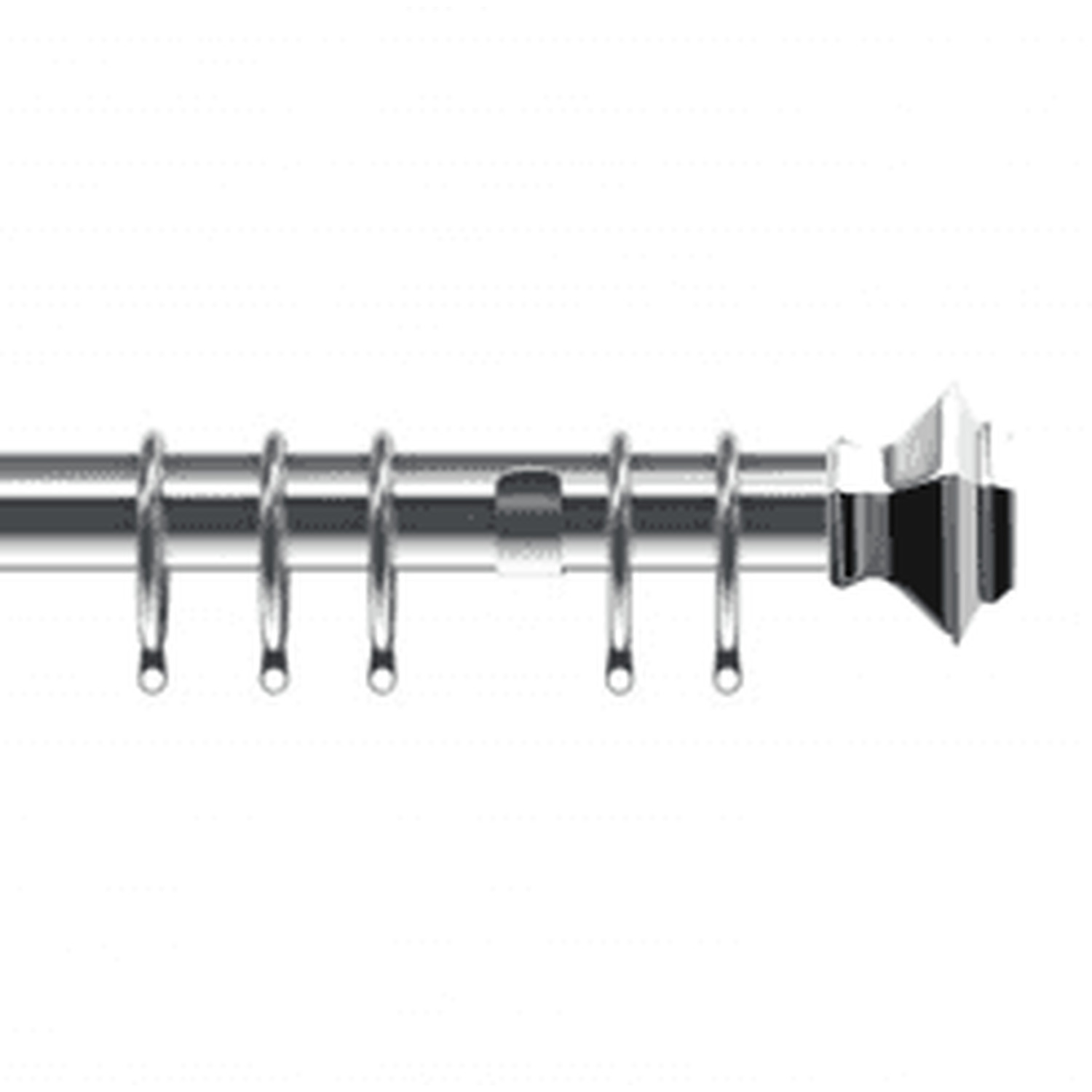 35mm Fixed Length Metal Curtain Pole Set Chrome Aztec Finial - Chrome / 125cm