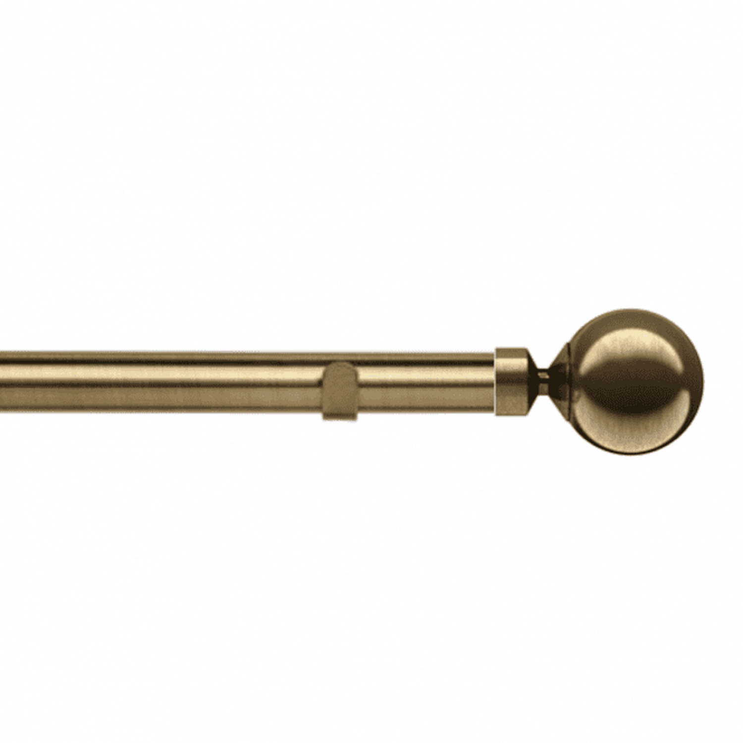28mm Fixed Length Metal Eyelet Curtain Pole Set - Sphere Finial - Antique Brass / 210cm