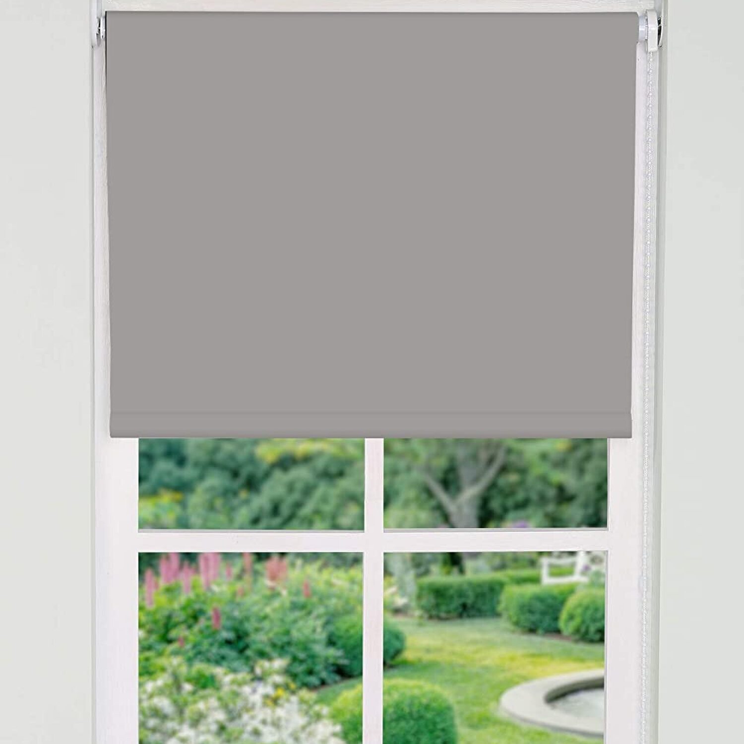 Trimmable Thermal Blackout Roller Blinds - Light Grey / 130