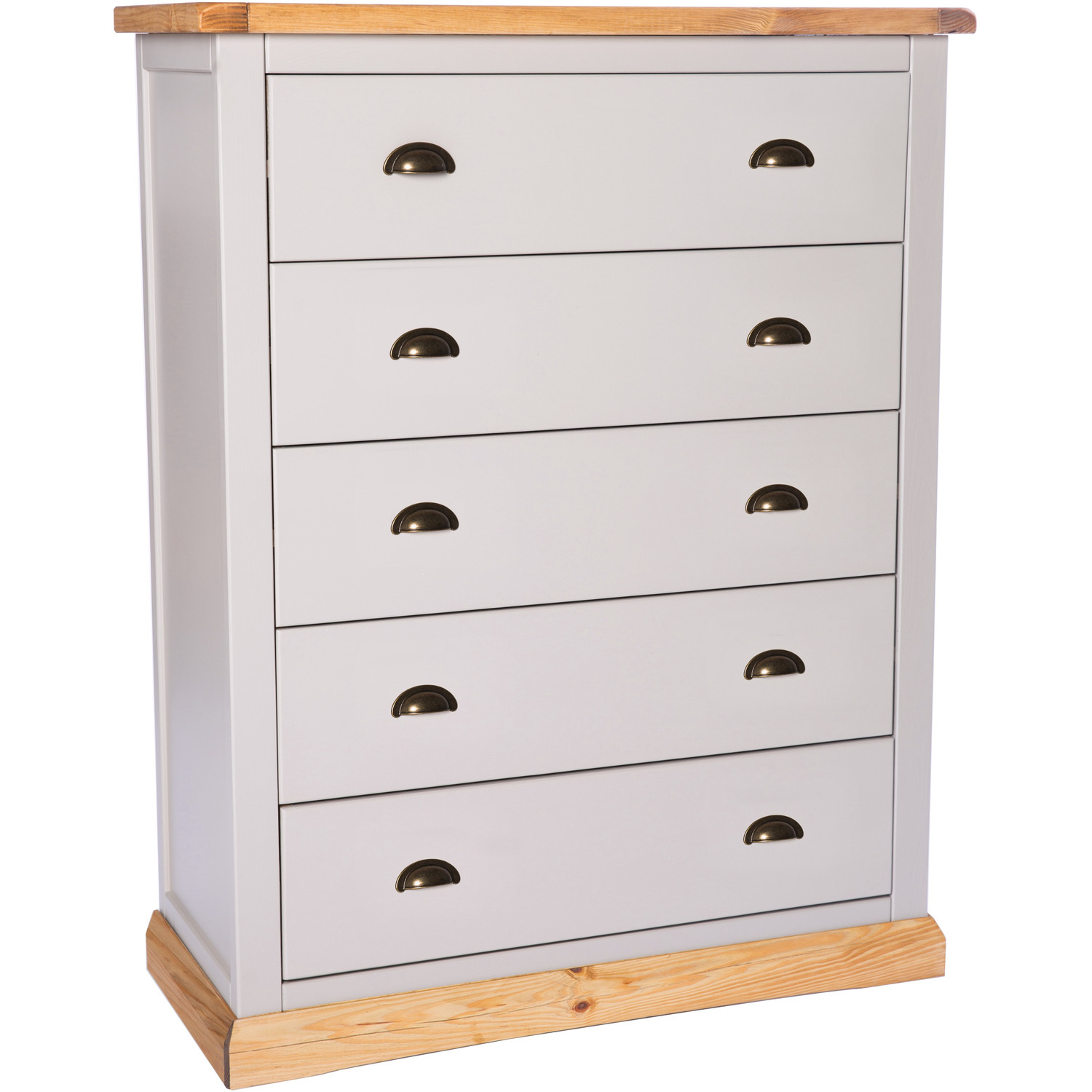 Cabinet Bits Bomporto 5 Drawer Chest - Grey / Brass