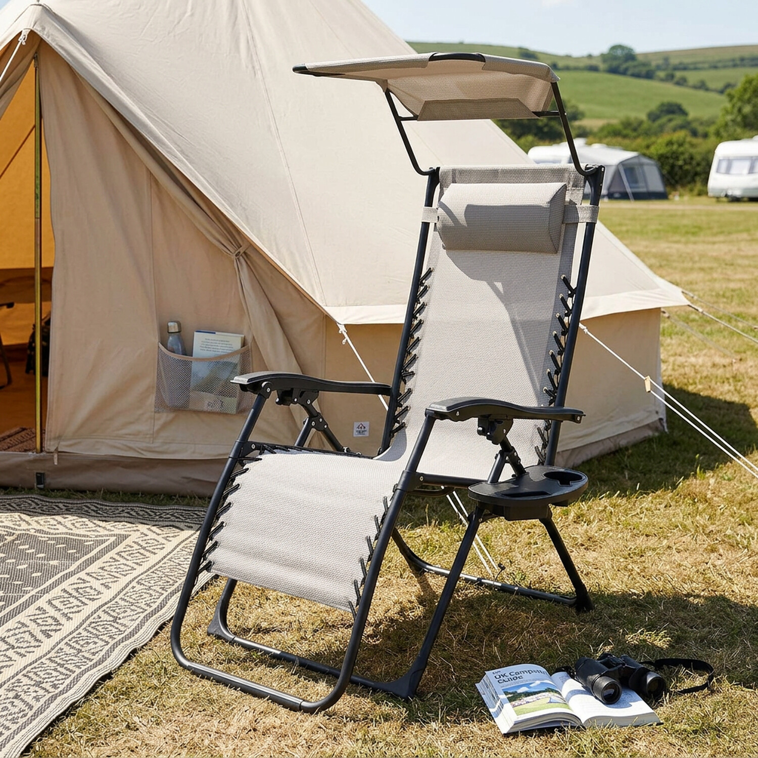 Active Sport Zero Gravity Chair Canopy And Cup Holder - Grey