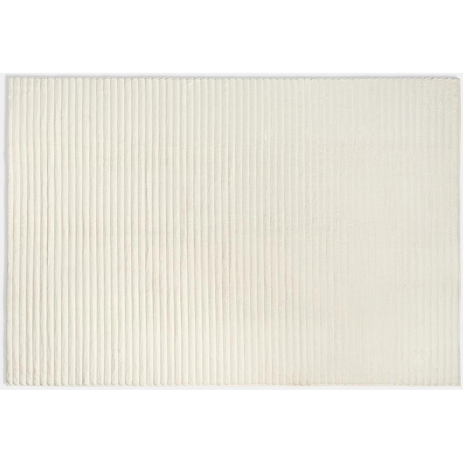 OHS Faux Fur Rug Ribbed Mat Luxury Carpet Anti Slip Runner in Cream | Size: 120 cm x 170 cm