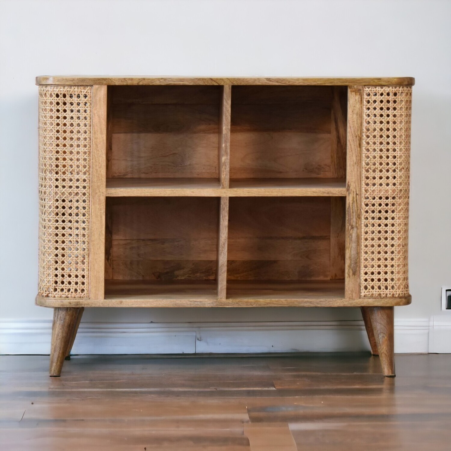 Solid Wood Larissa Open Double Cabinet - Light Brown