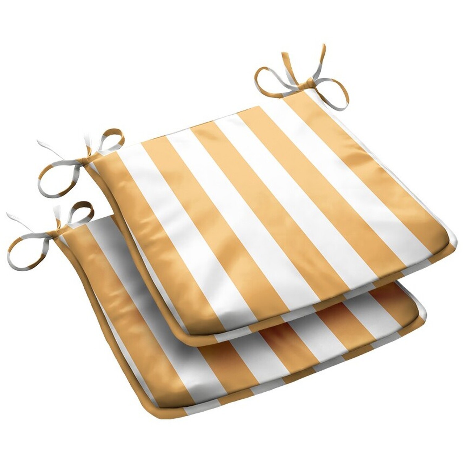 Livinluxury Wide Striped Outdoor Tapezoid Shape Seat Pad Yellow - Yellow/White / 2