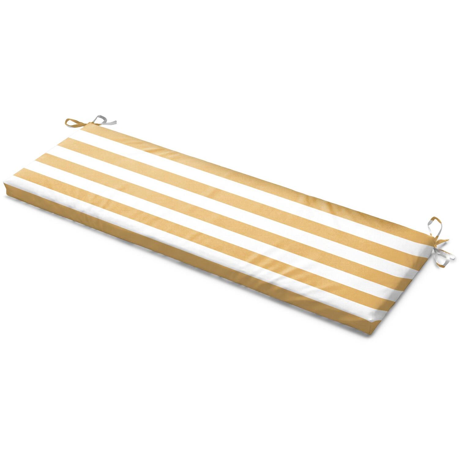 Livinluxury Wide Striped Garden Bench Seat Pad Yellow - Yellow/White