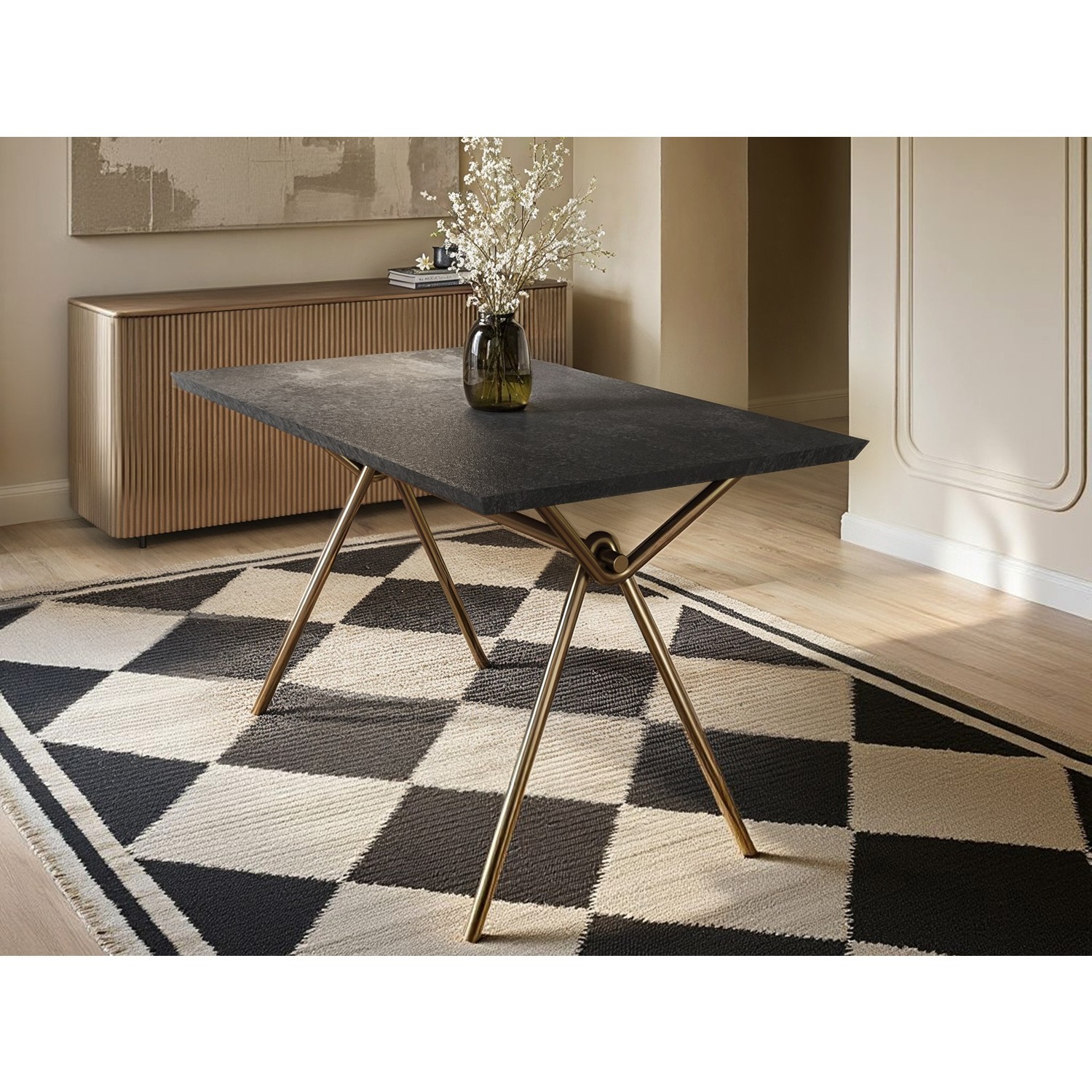 Lexi Rectangular Dining Table Black - Black
