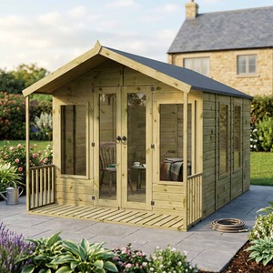 12ft x 8ft Wooden Summerhouse with Veranda Apex Roof