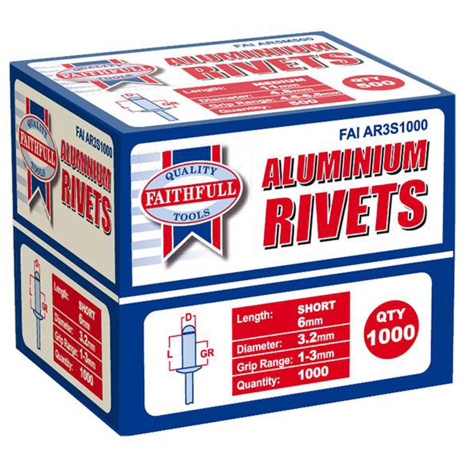 Faithfull Aluminium Rivets 3.2 x 6mm Short Bulk Pack of 1000 FAIAR3S1000 - Image 13
